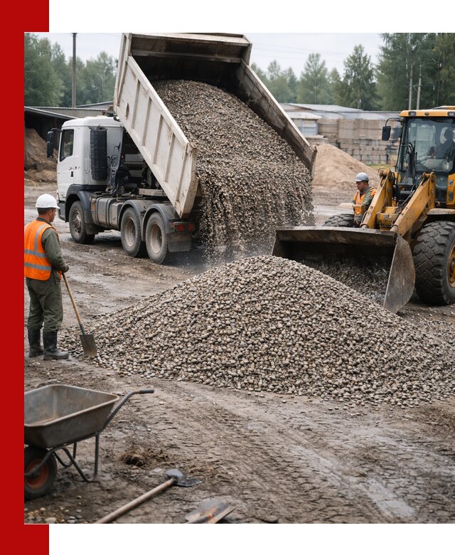 Мытый гравий с доставкой в Нерюнгри от карьера до участка