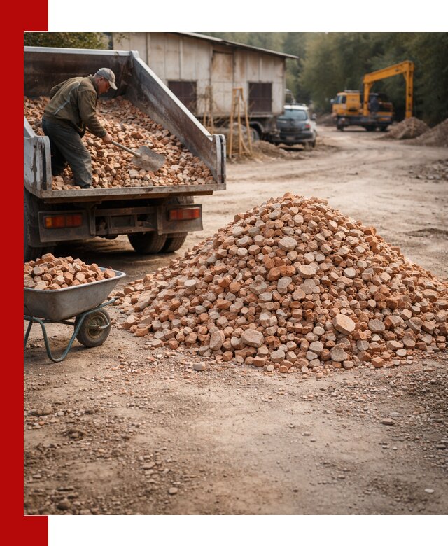 Доставка и подушка из боя кирпича с разгрузкой в Нерюнгри