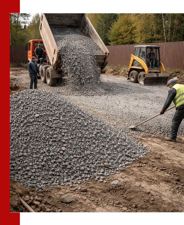 Отсыпка участка щебнем с доставкой и уплотнением в Нерюнгри